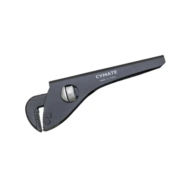 Pipe Wrench Black Cymate with an adjustable jaw and ergonomic handle, ideal for plumbing professionals and DIY enthusiasts.