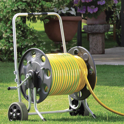 Claber Metal Profy Hose Reel Cart & Dalia 3/4" 50m Garden Hose Bundle