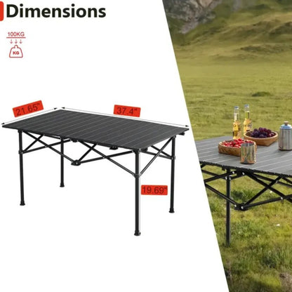 Portable Folding Camping Table — Aluminum, 100kg Capacity, With Carry Bag