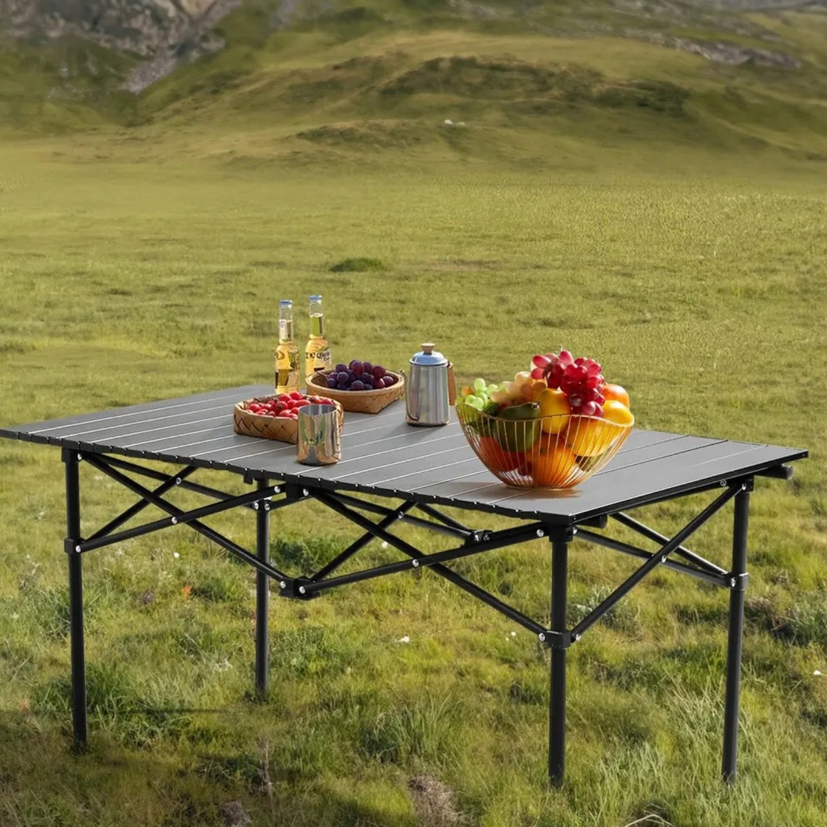 Portable Folding Camping Table — Aluminum, 100kg Capacity, With Carry Bag