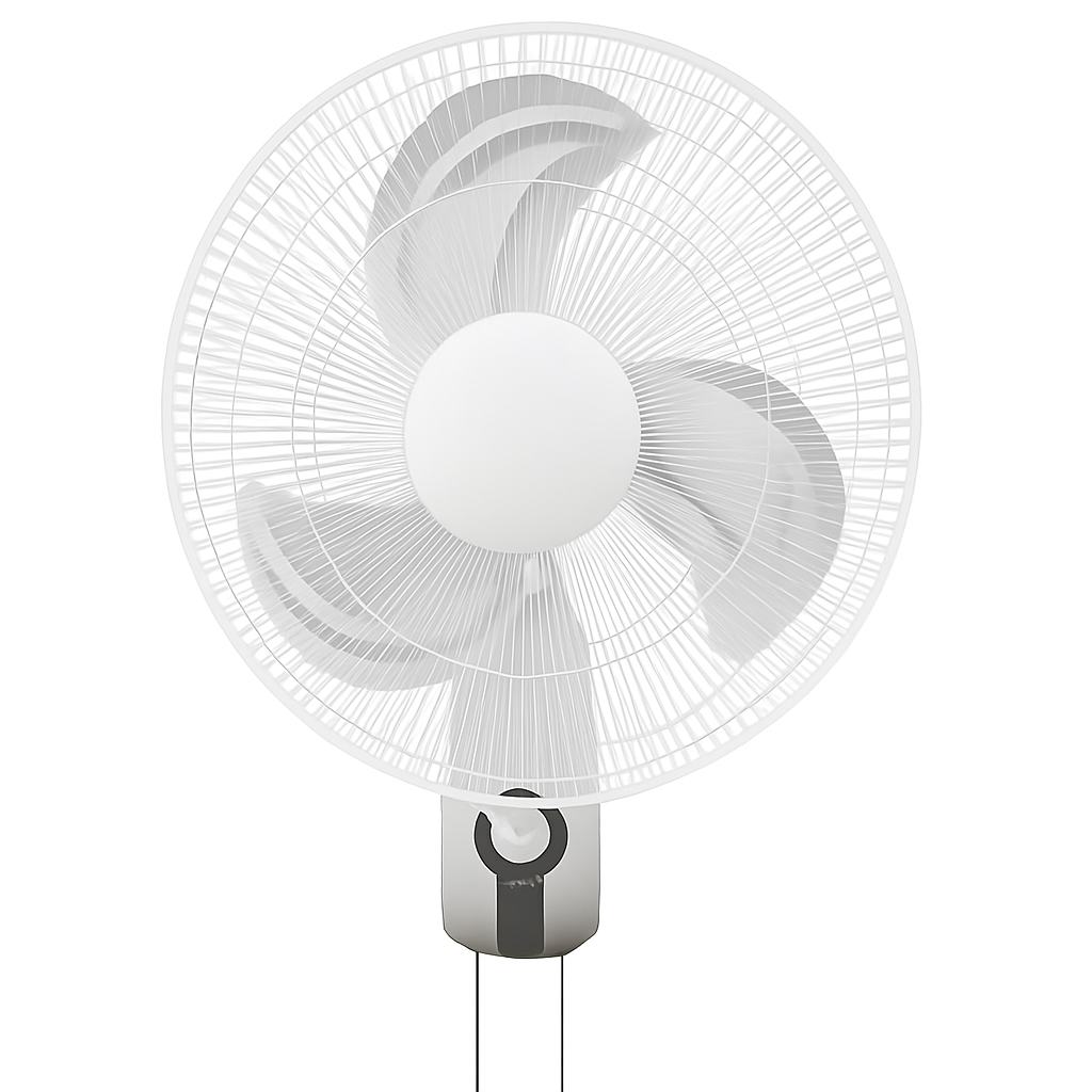 16-inch Wall Fan Metal Blade featuring a sleek design with three blades for optimal airflow, ideal for homes and offices.