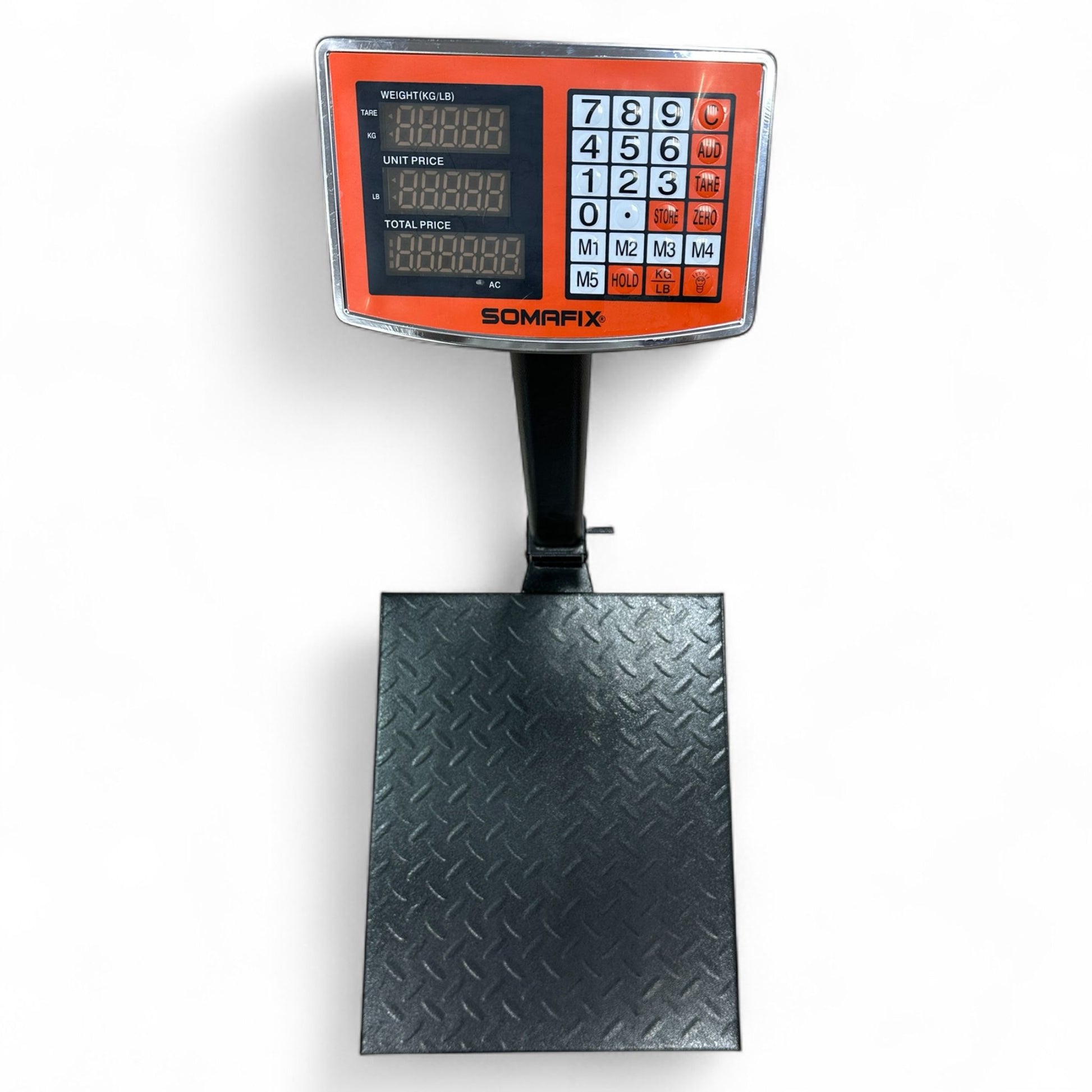 Close-up view of the Weighing Scale 300 KG Somafix showing clear digital controls and readouts, ideal for commercial weighing applications.