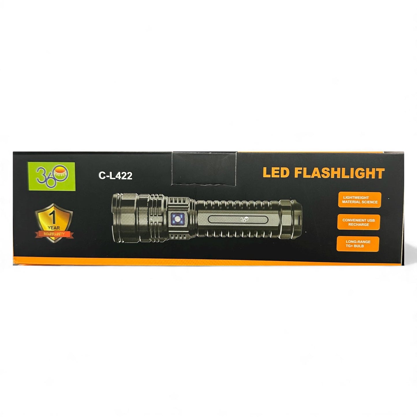 Rechargeable LED Flashlight C-L422 – Long Range USB Torch