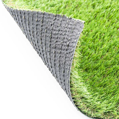 Artificial Grass Roll 30mm (2M x 25M) displaying the underside of the turf, highlighting its durable backing for easy installation.