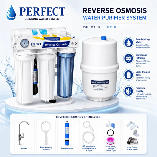 Perfect 5-Stage Reverse Osmosis Water Purifier System – Under Sink RO Filter with Storage Tank