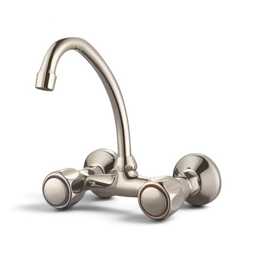 Wall Mounted Kitchen Mixer Tap – Dual Handle Chrome Faucet
