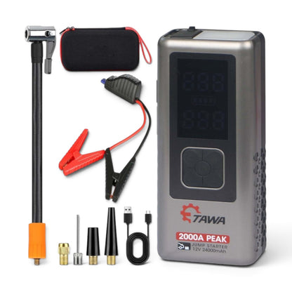 Tawa Super Jump Starter 2000A — K72, 24000mAh Power Bank, Air Compressor & Emergency Light (1 Year Warranty)