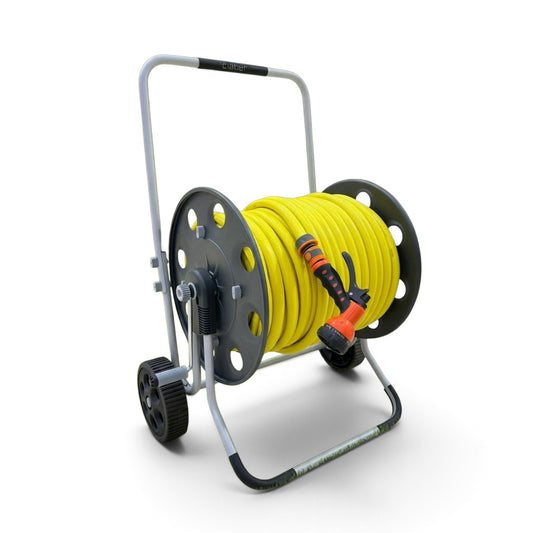 Claber Metal Profy Hose Reel Cart & Dalia 3/4" 50m Garden Hose Bundle